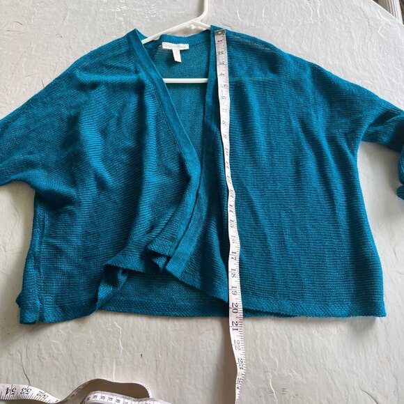 Eileen Fisher 100% Organic Linen Open Front Cardigan Blue Green Size S - Picture 6 of 7